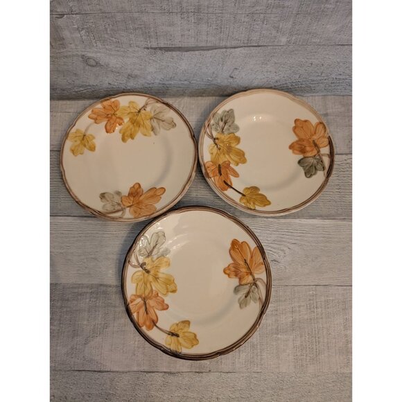 Set Of 3 Vintage Franciscan Autumn Leaf Saucer Plates 6.25" Ceramic Made In USA - Picture 1 of 3